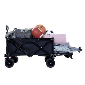 INFURNIC Wheelbarrows And Lawn Carts Foldable Beach Wagon Garden Cart Yard Cart, Collapsible Folding Wagon For Garden, Black, 46.85"*22.05"*41.34" - 1 of 4