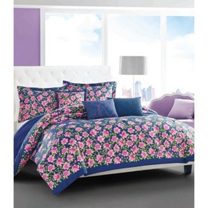 Betseyville Full/Queen Rose Garden Comforter & Sham Set Blue