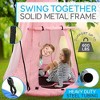 Hanging Saucer Swing for Outdoor Fun with Detachable Play Tent, 600 lbs Capacity, Pink - 2 of 4