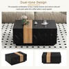 35"W  Coffee Table Center Table Cocktail Table with 2 Storage Drawers, Faux Marble and Walnut Wood Grain Finish-ModernLuxe - 4 of 4