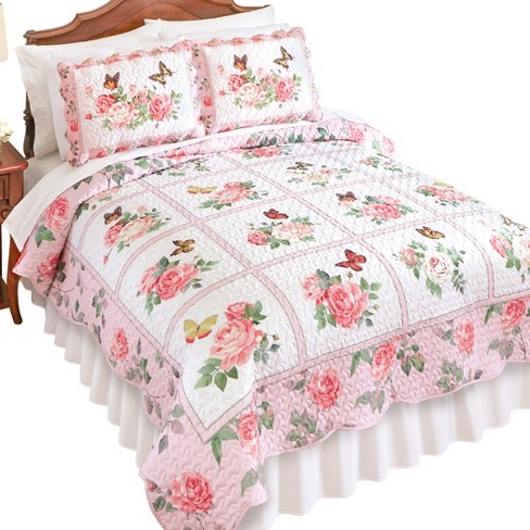 Collections Etc Patchwork Floral Butterfly Quilt King Multi : Target