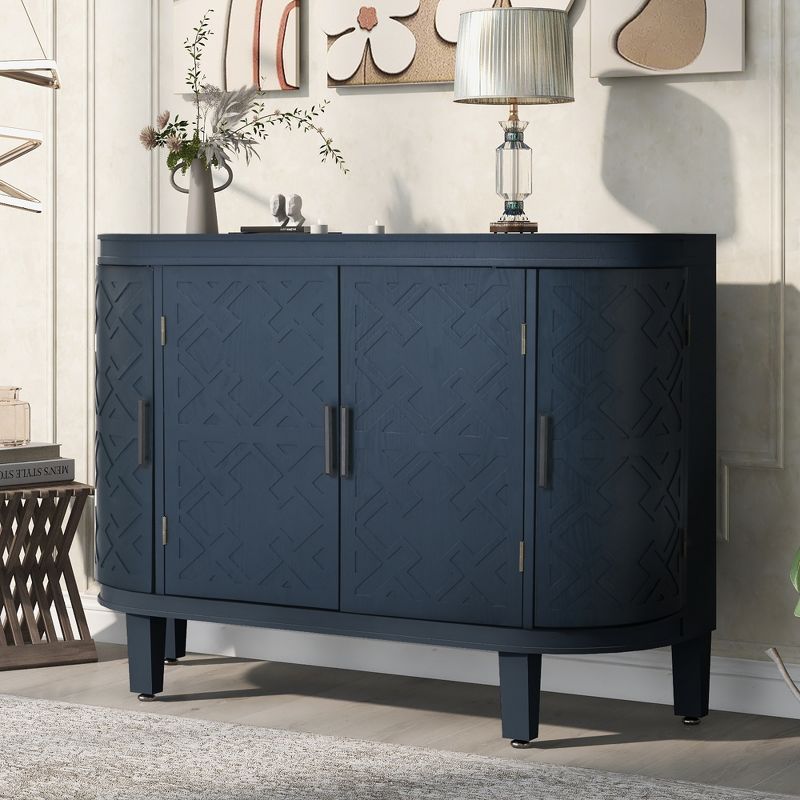 Accent Storage Cabinet Wooden Sideboard Cabinet with Antique Pattern Doors-ModernLuxe, 1 of 12