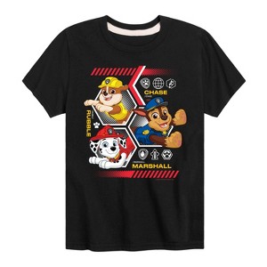 Boys' - Paw Patrol - Chase Rubble Marshall Hexagons Short Sleeve Graphic T-Shirt - 1 of 4