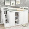 PAGED Twin Size Loft Bed Wooden Bed Frame with 2 Drawers, 2 Shelves, Wardrobes and Storage Stairs for Bedroom - 2 of 4