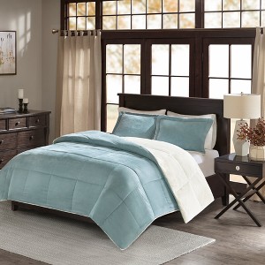 Monterey Corduroy Berber Reverse Comforter Set (Twin) Blue - 2pc
