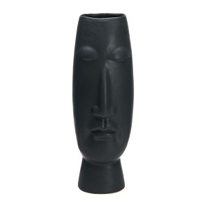 Mikasa Ceramic Face Vase -  Matte Black - 1 of 4