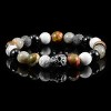 Crucible Men's Skull with Onyx, Labradorite, Howlite and Picasso Jasper Stones Stretch Bracelet (10mm) - 3 of 4