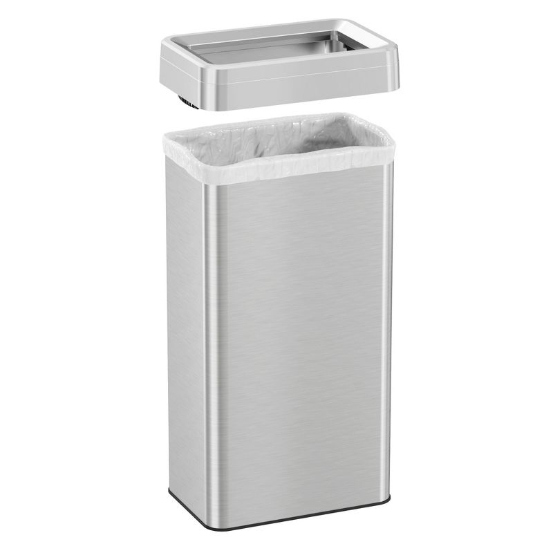 iTouchless Open Top Trash Can with Dual AbsorbX Odor Filters 21 Gallon Silver Stainless Steel, 4 of 7