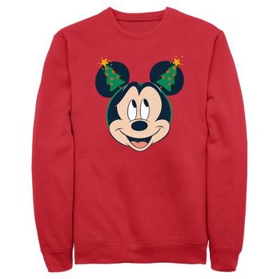 Men s Mickey Friends Christmas Tree Ears Sweatshirt Red Small