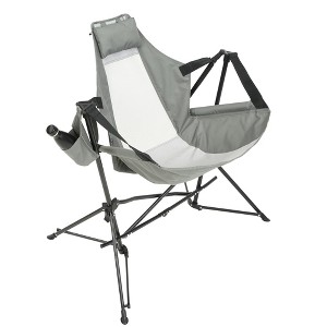 ALEXOUN Folding Outdoor Portable Camping Chair with Pillow & Cup Holder, Recliner with Carry Bag for Outdoor Travel Camping - 1 of 4