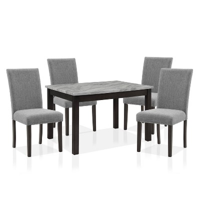 5pc Kellum Marble Top Dining Set White/Gray - miBasics