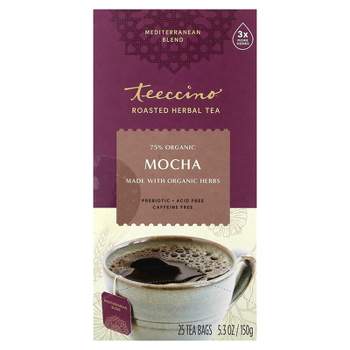 Teeccino Roasted Herbal Tea, Mocha, Caffeine Free, 25 Tea Bags, 5.3 oz (150 g)