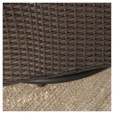 Amaya Dark Brown Wicker Swivel Rocking Chair with Beige Cushions