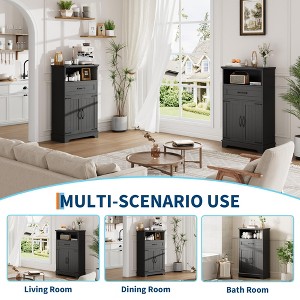 Black Storage Cabinet with Doors & Drawers – Farmhouse Versatile Cabinet for Bathroom, Kitchen, Laundry, Living Room & Bedroom - 1 of 4