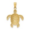 Black Bow Jewelry 14k Yellow or White Gold Diamond-Cut Sea Turtle Pendant, 17 x 24mm - 3 of 4