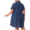 Agnes Orinda Women's Plus Size Denim Babydoll Tiered Short Sleeve Button Down Jean Shirt Dresses - 4 of 4