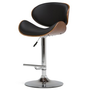 Avondale Bentwood Adjustable Height Gas Lift Bar Stool Black/Natural Faux Leather - Wyndenhall