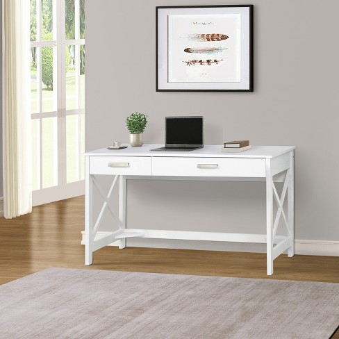 Saint Birch Finley 59-inch Writing Desk, White/Gray Oak