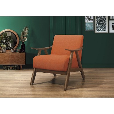 CENGHU Modern Accent Chair, Fabric Upholstered 1pc Arm Chair, Living Room Chair with Walnut Finish Wood, Cushion Back and Seat Furniture