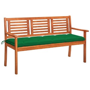 vidaXL 3-Seater Patio Bench with Cushion 59.1 in. Solid Eucalyptus Wood - 1 of 4