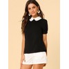 INSPIRE CHIC Women's Vintage Peter Pan Collar Contrast Puff Short Sleeve Blouse - 2 of 4