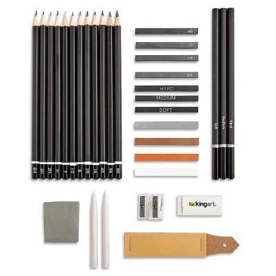 KINGART Sketching Set in Tin Case , 34 pc