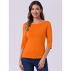 INSPIRE CHIC Women's Classic Solid Elbow Sleeves Round Neck Slim Fit T-Shirts - 3 of 4