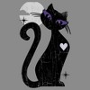 Juniors Womens Lost Gods Halloween Full Moon Black Cat Heart Cowl Neck Sweatshirt - 2 of 4
