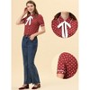 Allegra K Women's Polka Dots Peter Pan Collar Tie Neck Short Sleeve Shirt - 2 of 4