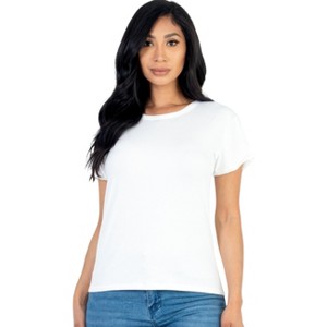 Slickblue Women's Basic Short Sleeve T-Shirt, Stretch Jersey Knit, Casual Everyday Fit, 10 Color Options, Size S-L - 1 of 4
