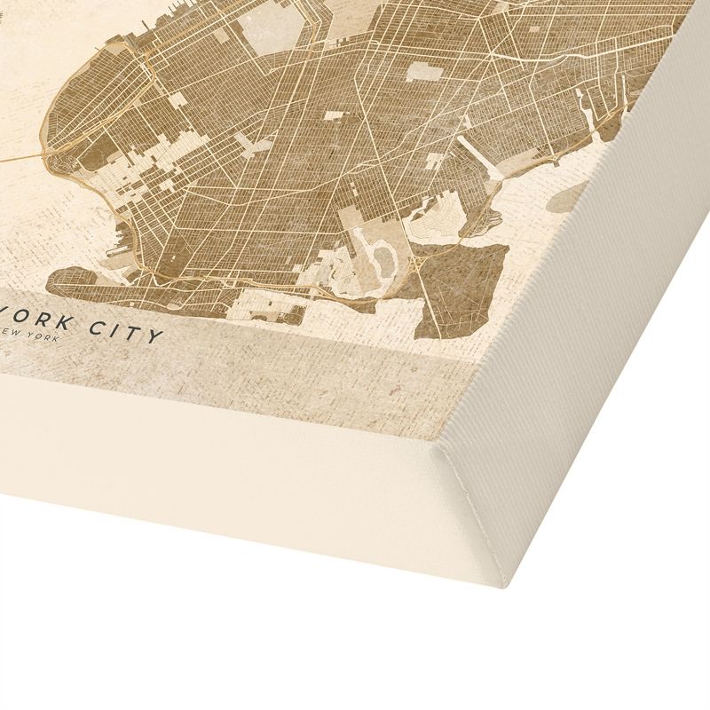 Americanflat Architecture Vintage Map Of New York City In Vintage Sepia By Blursbyai Unframed Canvas Wall Art, 5 of 7
