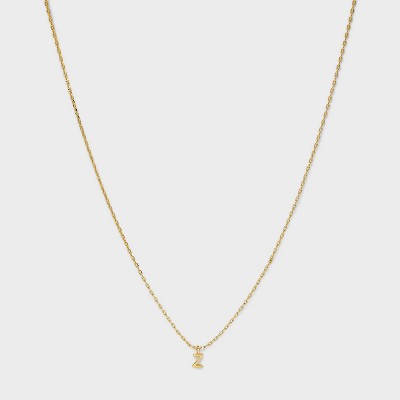14K Gold Plated Small Polished Initial Pendant Necklace - A New Day™ Gold
