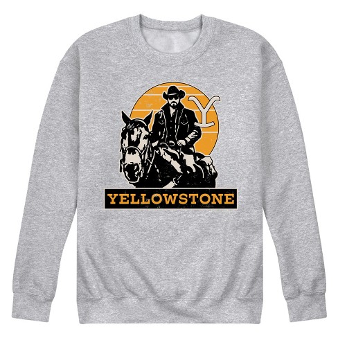 Men s Yellowstone Rip Riding On Horse Graphic Fleece Sweatshirt Athletic Heather X large Target