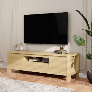 63"/55" Farmhouse TV Stand for 70" TVs, Entertainment Center with Doors, Adjustable Shelves & Storage Cabinet - 1 of 4