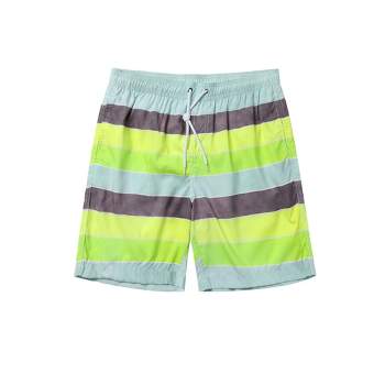 TATT 21 Men's Summer Lightweight Drawstring Striped Printed Beach Board Shorts