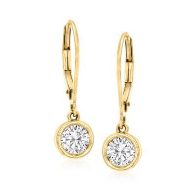 Ross-Simons 1.00 ct. t.w. Diamond Bezel-Set Drop Earrings in 14kt Yellow Gold