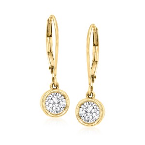 Ross-Simons 1.00 ct. t.w. Diamond Bezel-Set Drop Earrings in 14kt Yellow Gold - 1 of 4