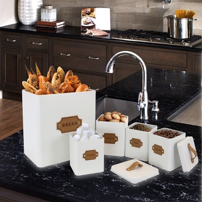 MegaChef Kitchen Food Storage and Organization 5 Piece Canister Set in White — фото 7