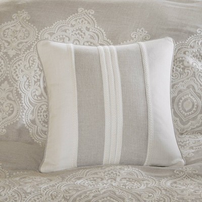Queen White Microfiber Comforter Set with Decorative Pillows
