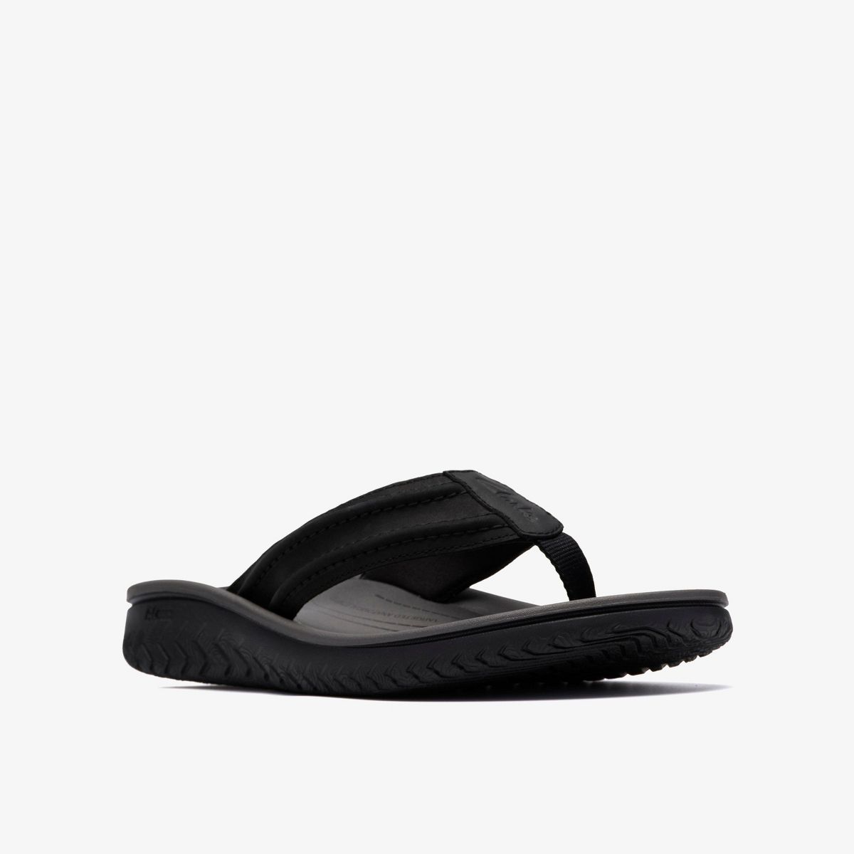Clarks Mens Wesley Surf Black Leather Sandals - thumbnail 4