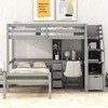 NicBex Twin over Twin Bunk Bed with Desk Pine Bed Frame with 2 Shelves, 4 Drawers, Storage Stairs and Guardrail, No Box Spring Required, Gray - 2 of 4