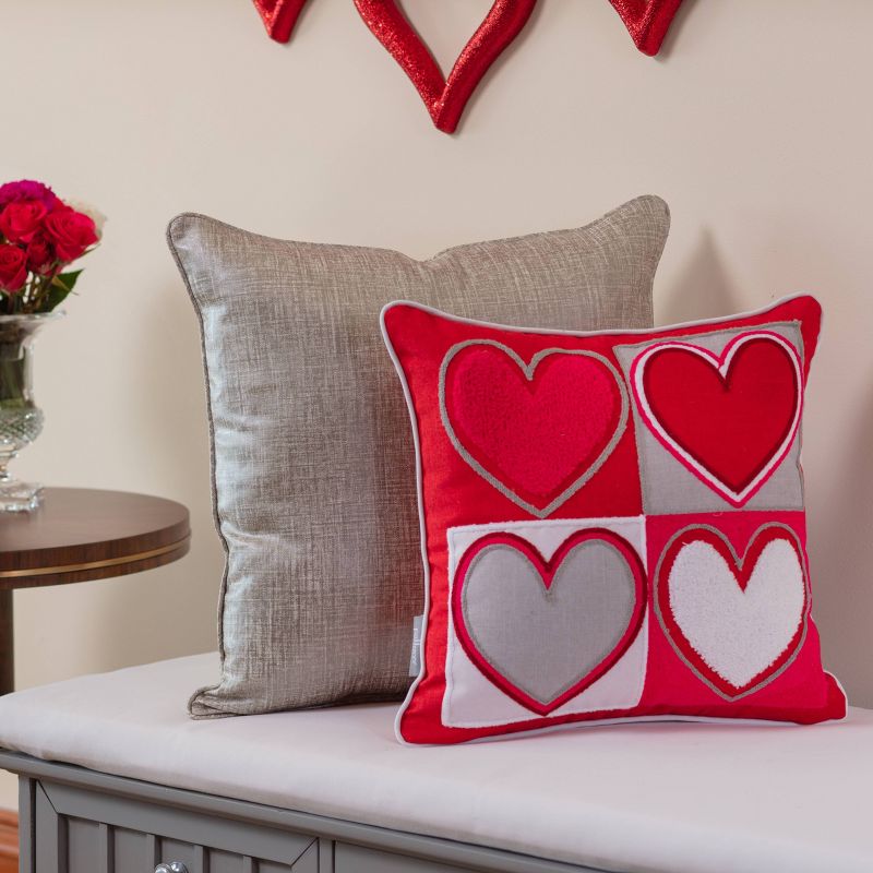 17&#34;x17&#34; Indoor Heartfelt Hearts Valentines Square Throw Pillow Red - Pillow Perfect, 5 of 7