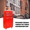 Belatt 5 Drawer Tool Box 220 lb Capacity Garage Cabinet with Lockable Wheels and Ball Bearing Drawers Heavy Duty Metal Storage Organizer, Red - 3 of 4