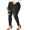 Agnes Orinda Women's Plus Size Mid Rise Stretch Washed Skinny Denim Jeans - 2 of 4
