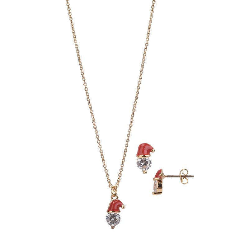 FAO Schwarz Santa Hat Necklace and Earring Set, 1 of 3