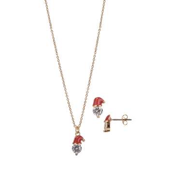 FAO Schwarz Santa Hat Necklace and Earring Set