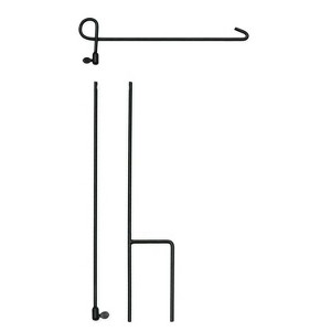 Evergreen Flag Elegant Sturdy Black Metal 3 Piece Garden Flag Stand - 15" Long x 42" High - 1 of 4