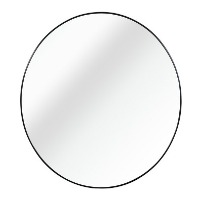 GlasFlength Decorative Wall Mirrors Modern Round Mirror with Metal Frame Elegant Design for Bathroom and Living Spaces, Black, 36"*36"*1.1"
