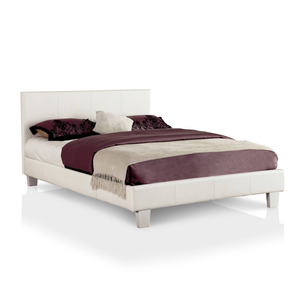 Photos - Bed Queen Frank Upholstered  White - HOMES: Inside + Out: Faux Leather, Pla