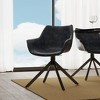 LeisureMod Markley Leather Dining Chair with 360-Degree Swivel Armchair and Powder-Coated Iron Legs Set of 2 - 3 of 4